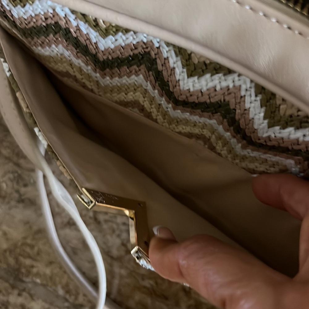 Sold Mini beige Purse, exterior pocket, fabric and leather exterior fabric - Picture 4 of 9